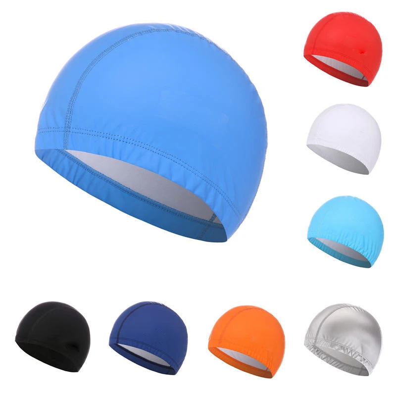 Pu Coated Swimming Hat Unisex Multi-color Comfortable Summer Swim Pool Solid Color For Women Men Adults Swim Bathing Hats