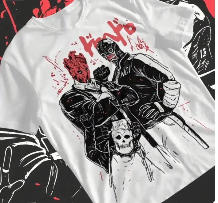 Dorohedoro Shin T-Shirt Ebisu Noi Kaiman Nikaido Horror Anime Print T Shirt Round-neck Casual Loose T-shirt Y2k Tops Unisex