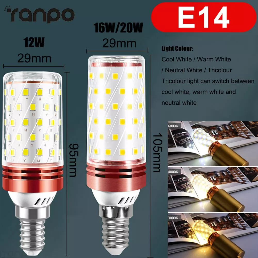 20W 16W 12W E​14 E27 LED Corn Bulb Dimmable LED Light Bulb 2835SMD 3000-6000K LED Lamp Replace Halogen Light for Home 110 / 220V