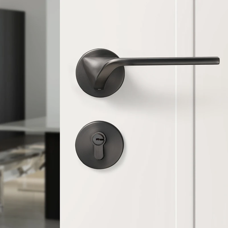 Door Lock Home House Bedroom Interior Bathroom Modern Grey-Black Handle Lever