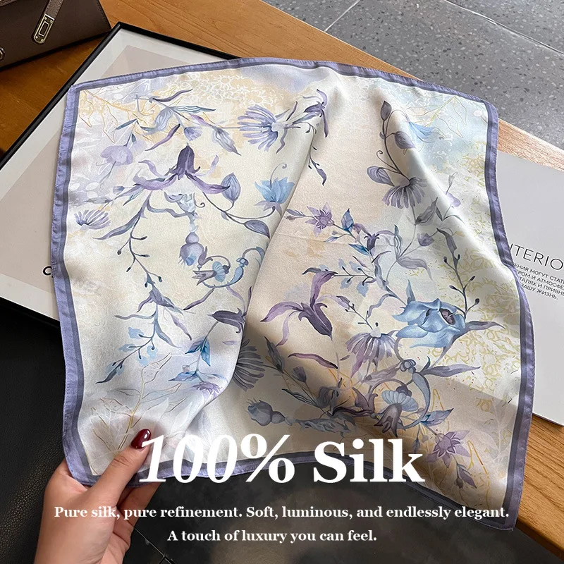100% Echte Maulbeerseide Schal Damen Bandana Sommer Reise Sonnenschutz Wickeltuch Quadratische Schals Hijab Bufanda