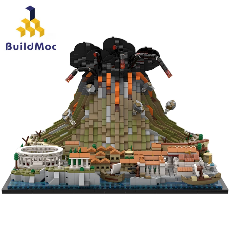 

BuildMoc Vesuvius Pompeii Castle Palace Building Block Set Compatible 21058 Pyramid Toy Bricks Children Birthday Christmas Gifts