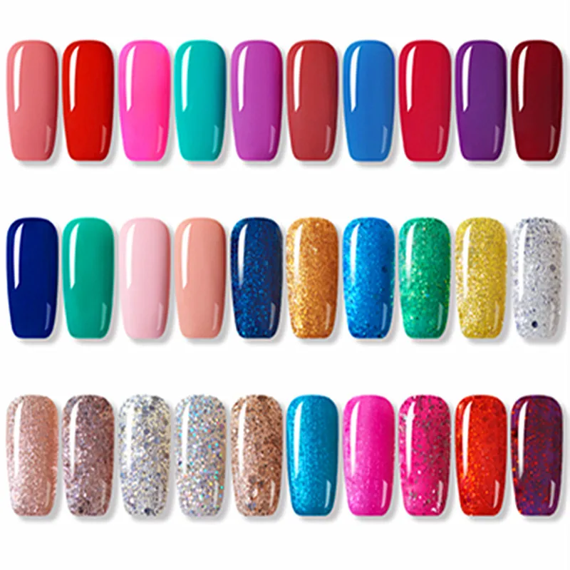 Esmalte de uñas en gel, esmalte de gel de Color, esmalte de uñas UV, imprimación de manicura, capa superior, barniz de gel para decoración de uñas con purpurina híbrida semipermanente