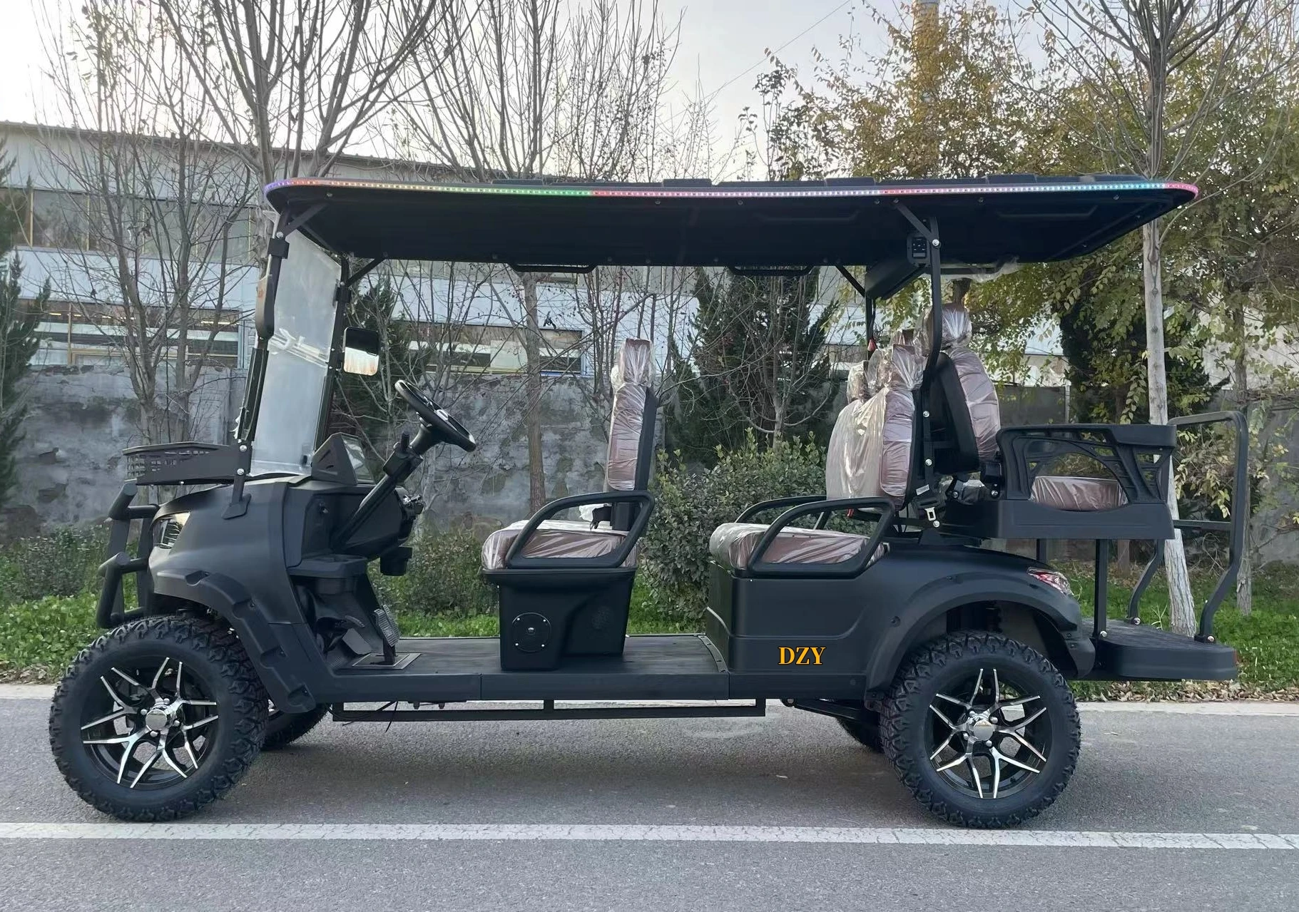 2025 Mini New Product Battery Electric Sightseeing Bus Golf Club Car 2+2 4 Seater off Road Electric Golf Cart