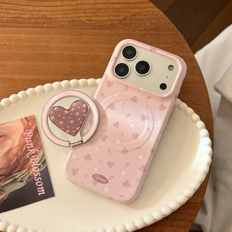 Soft Film Floral Magnetic TPU Shockproof Anti-fingerprint Phone Case for iPhone 17 16 15 14 Pro Max