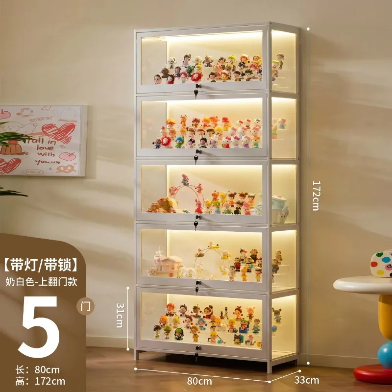 Lighted Display Cabinet with Lock, Clear Door Storage Showcase for Model Kits, Blind Boxes & Collectible Figurines