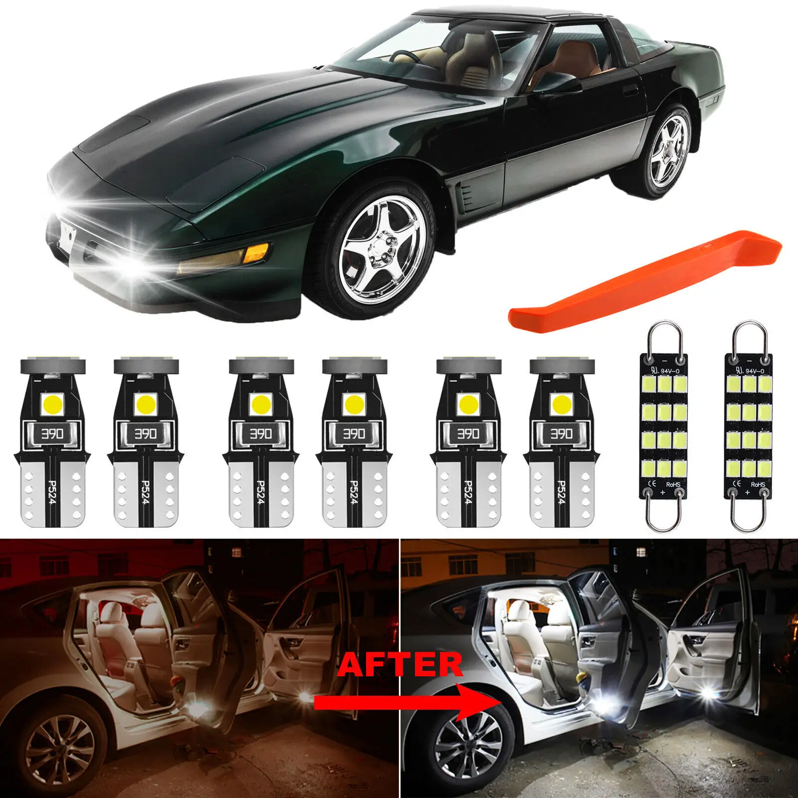 

Winetis 7Pcs Interior LED Lights Canbus Upgrade Kit 6000K White for Chevrolet Corvette 1984-1996 + Free Tool