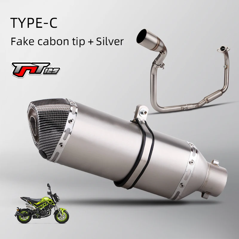 High QualityComplete motorcycle exhaust system, front tube, universal 51mm exhaust silencer, TNT125 2016-2022