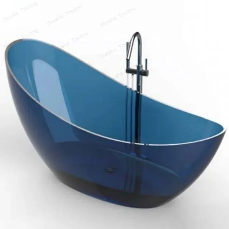 Luxury Transparent Freestanding Bathtub Transparent Pink Resin Bathtub Solid Surface  Freestanding Bathtub