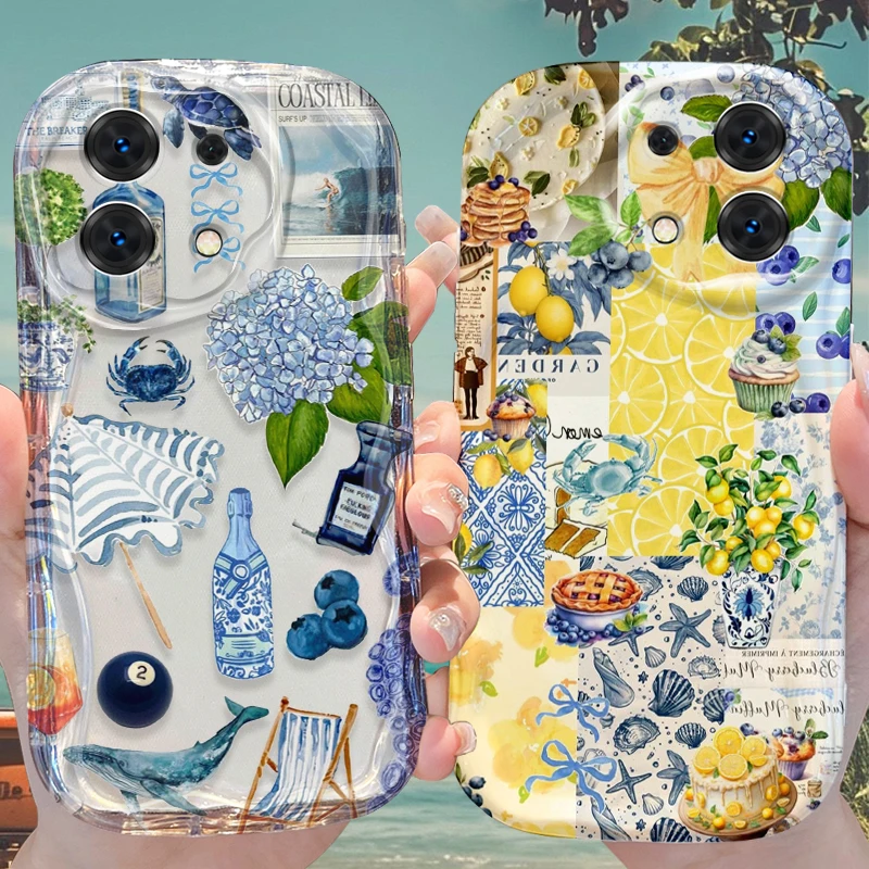 Zitronen-Cocktail-Hülle für Xiaomi Redmi Note 14 13 12 11 10 Pro Plus 5G 9 14C 13C 4G 12C 10C 10S A2 A1 stoßfeste Silikonhülle