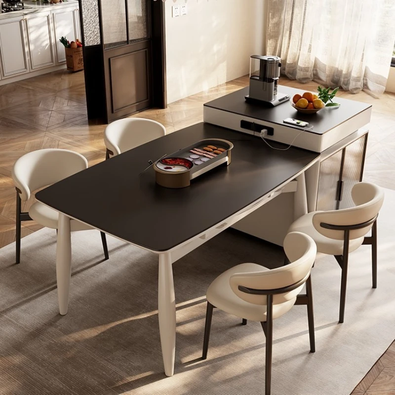 

Rock slab island dining table integrated household retractable small apartment guide table plus dining table variable roundtable