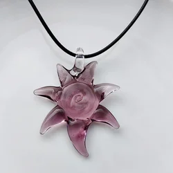 1 PCS Purple Sunflower Devil's Eye Muran Lampwork Glass Necklace Jewelry Gift Chinese Style Retro Handmade Personality Pendant