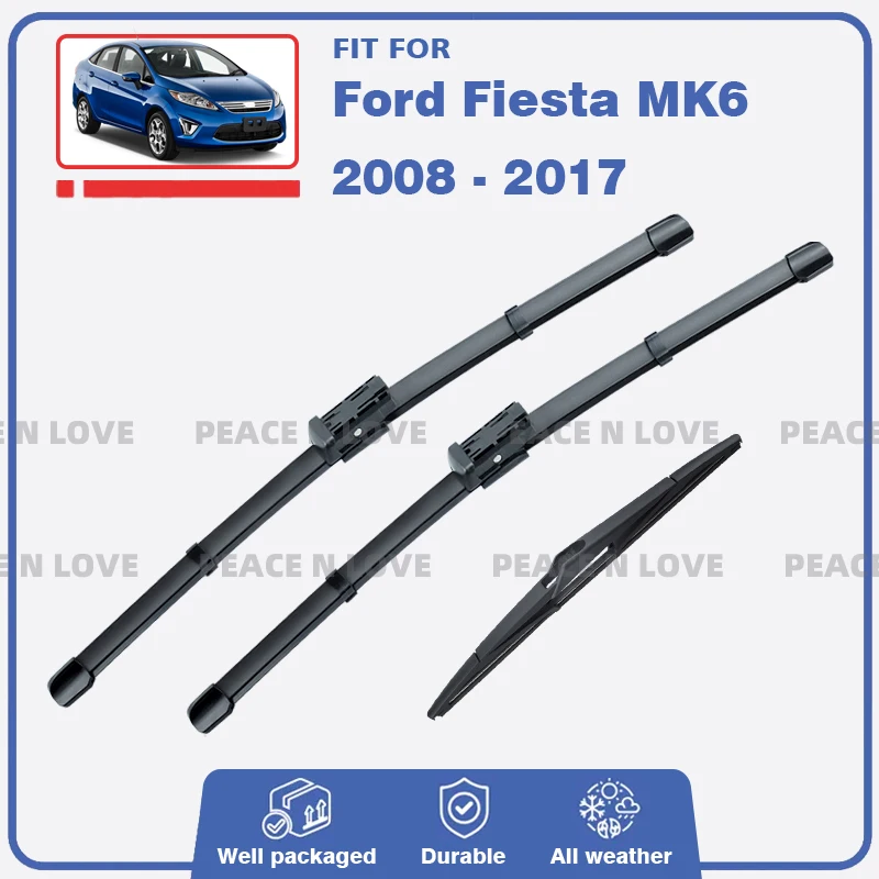 

Front Rear Wiper Blades For Ford Fiesta MK6 (MK7 in UK) 2008 - 2017 Windscreen Windshield Window Car Accessories Brushes 2011