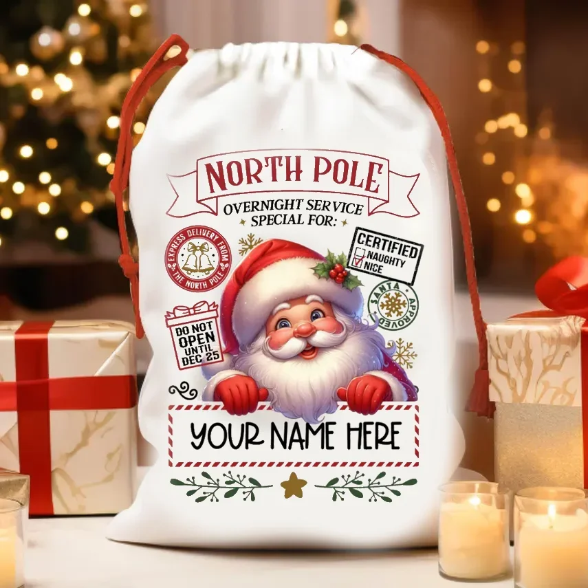 

30x40cm Personalized Name Christmas Gift Bags Santa Sack Christmas Ornaments New Year Christmas Gifts for Kids Boys Girls Teens