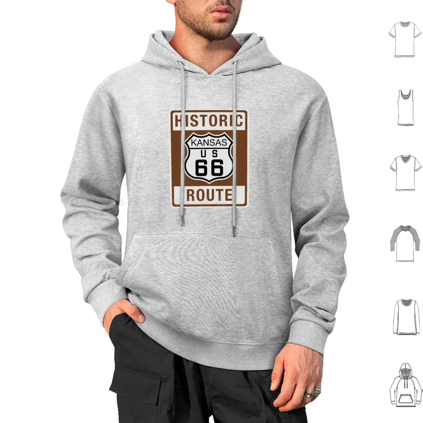 Historic Route 66 Kansas Hoodie cotton Long Sleeve Enzwell 66 Enzwell Route 66 Highway 66 Historic Route 66 Kansas Ks