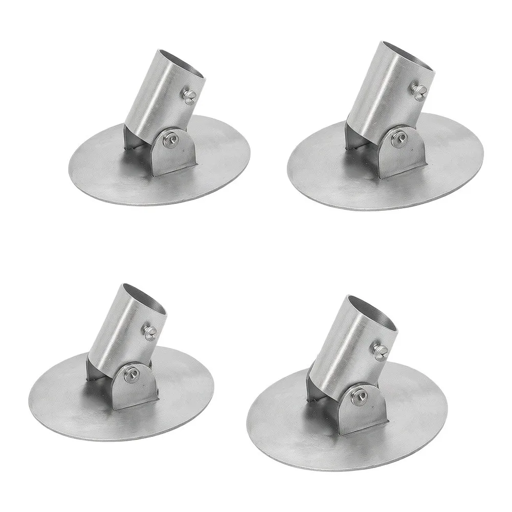 4-Pack Shower Curtain Rod Brackets, 180° Rotatable Wall Mount Flange Base For 22-25mm Rods, Stainless Steel Hardware Included, S