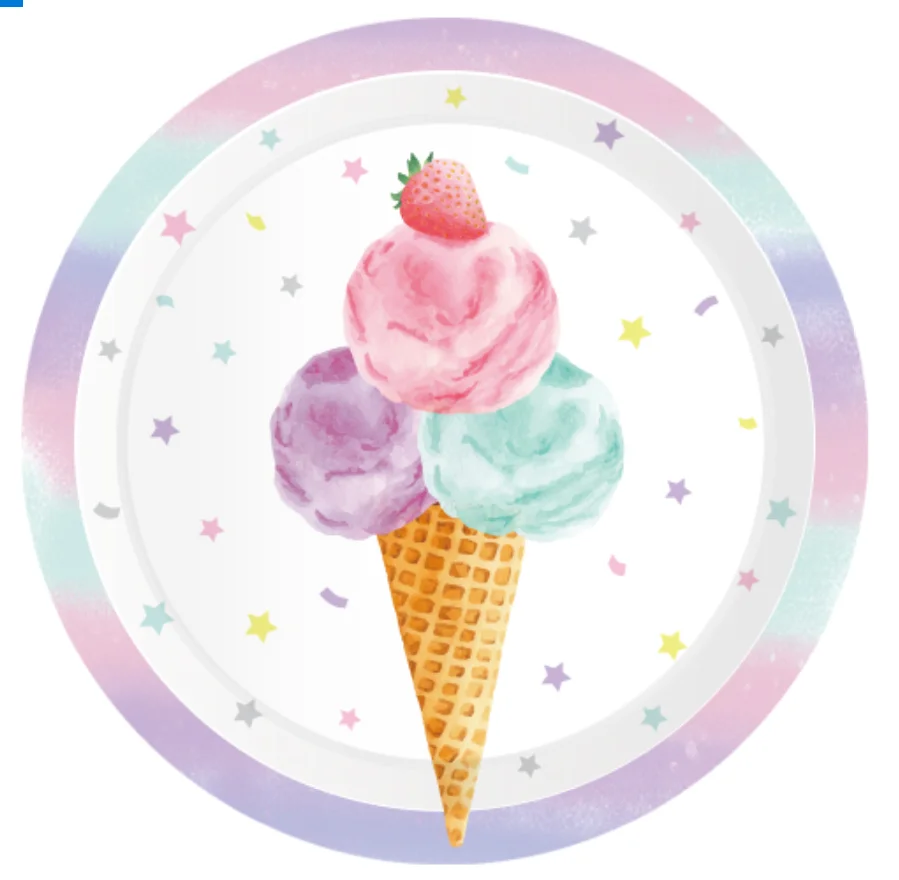 Ice Cream Theme Birthday Balloon Party Decoration Ice Cream Tableware Set Banner Tablecloth Cups Plates For Baby Shower Gifts view 3