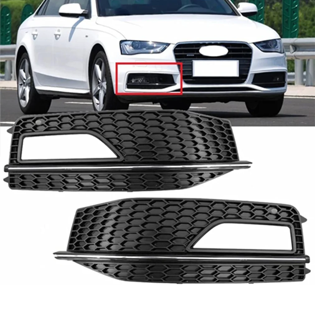 1Pair Bumper Fog Light Lamp Cover Grille Grill 8K0807682M 8K0807681L for Audi A4 S-line S4 2013 2014 2015