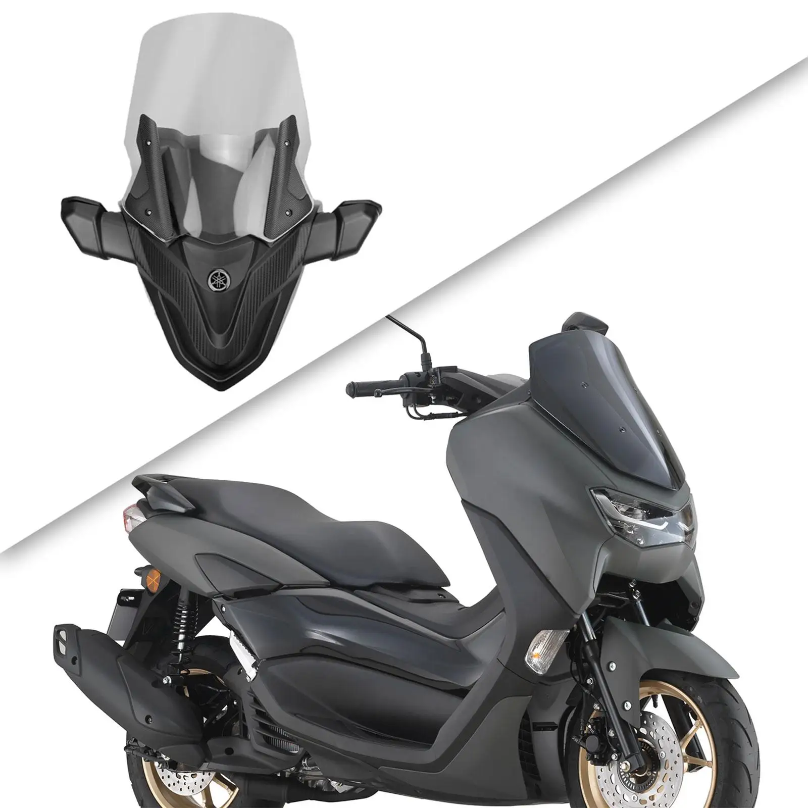 

Motorcycle Windshield with Rearview Mirror,Accessory Professional Replace Front Windscreen Wind Deflector for Nmax155