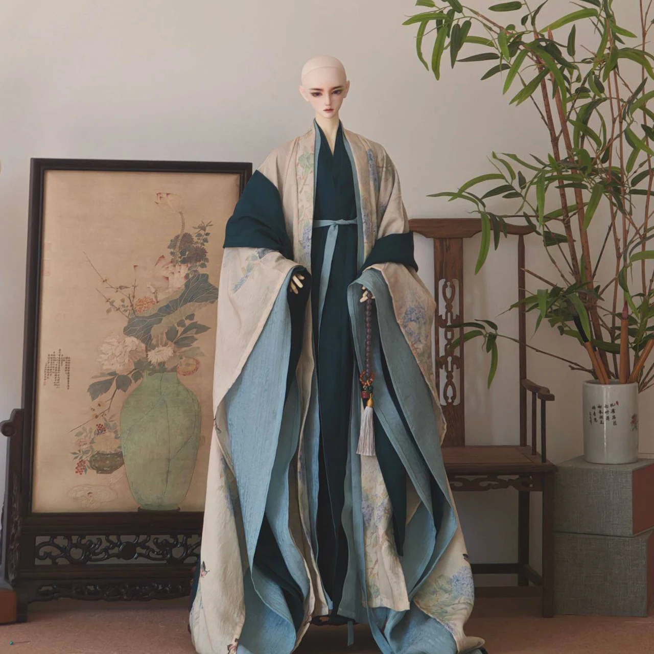 Strong Body 1/4 1/3 Doll BJD Ancient Costume Hanfu Cross-Collar Robe Dress Outfit For MSD SD13 TD75 Uncle Customized Size A1639
