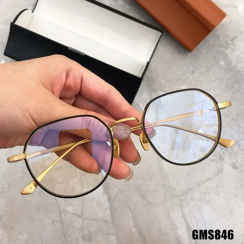 

Japanese Brand Pure Titanium Polygon Round Glasses Frame Men Ultralight Designer Eyeglasses GMS846 Women Blue Light Spectacles