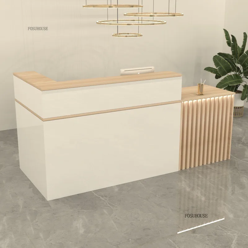 

Modern Simple Company Reception Desk Beauty Salon Bar Corner Table Barber Shop Front Desk Counter Cashier Office Furniture