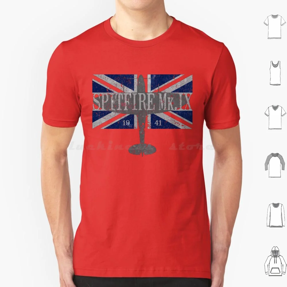 Spitfire Mk. Ix Wwii British Flag Vintage Airplane T Shirt Men Women Kids 6xl Spitfire Ww2 World War 2 British Vintage Raf
