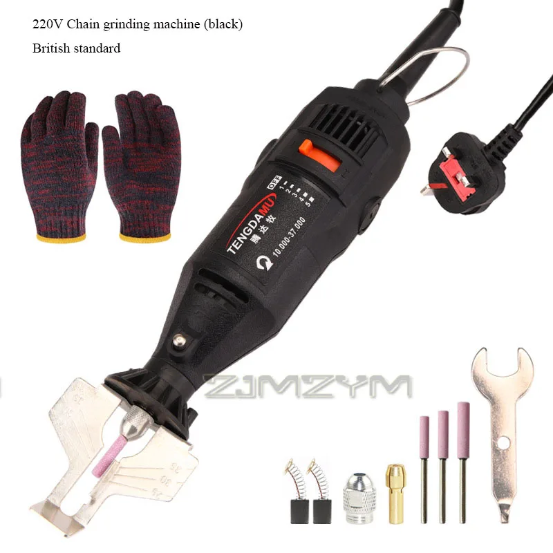 Hoge snelheid elektrische kettingzaagslijper Roterende slijpketting Boormachine Handheld molen Die Saw File met gereedschap Accessoires