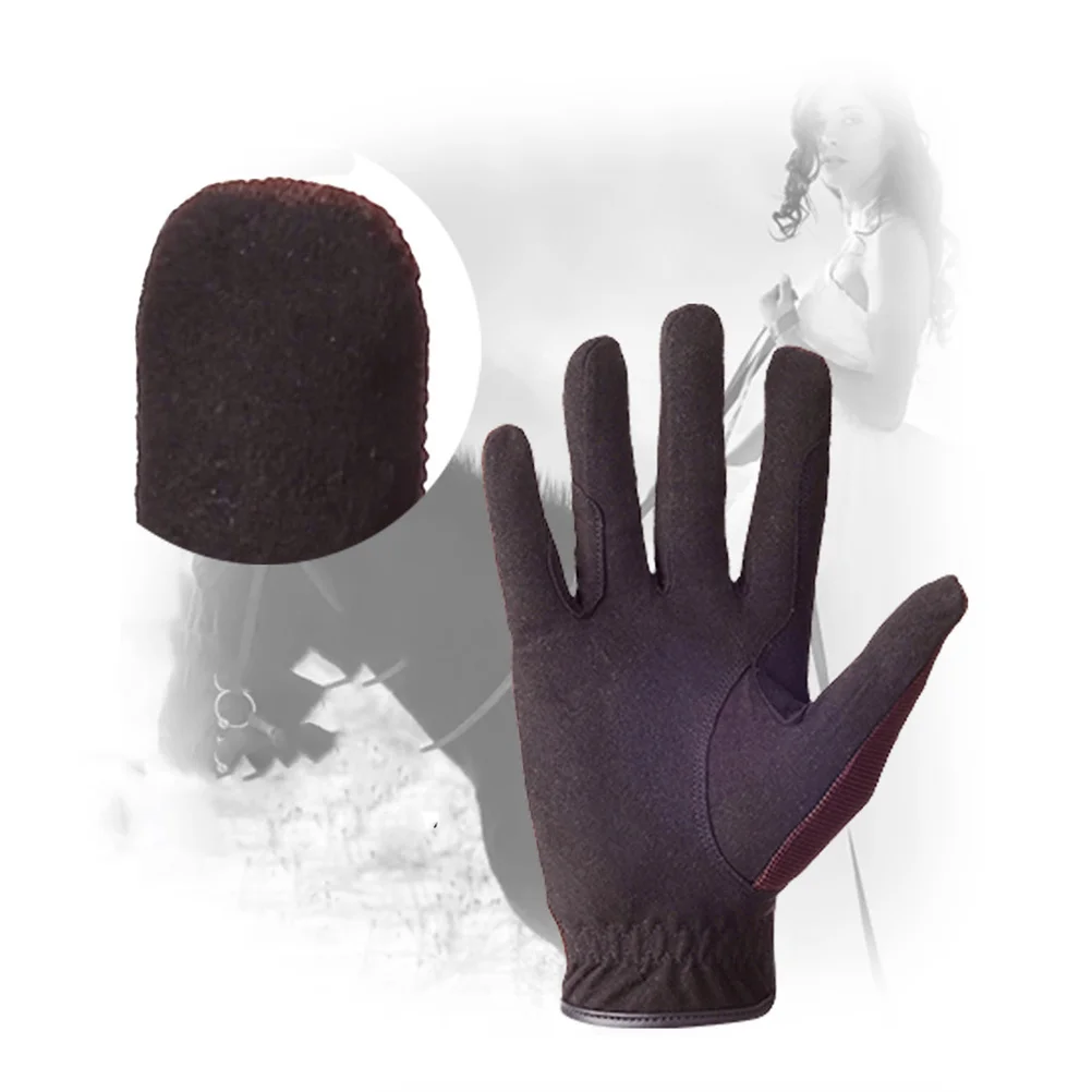 زوج واحد من قفازات ركوب الخيل من الألياف الدقيقة التي تعمل باللمس، قفازات تدريب الفروسية قابلة للتنفس للرجال والنساء مقاس القهوة