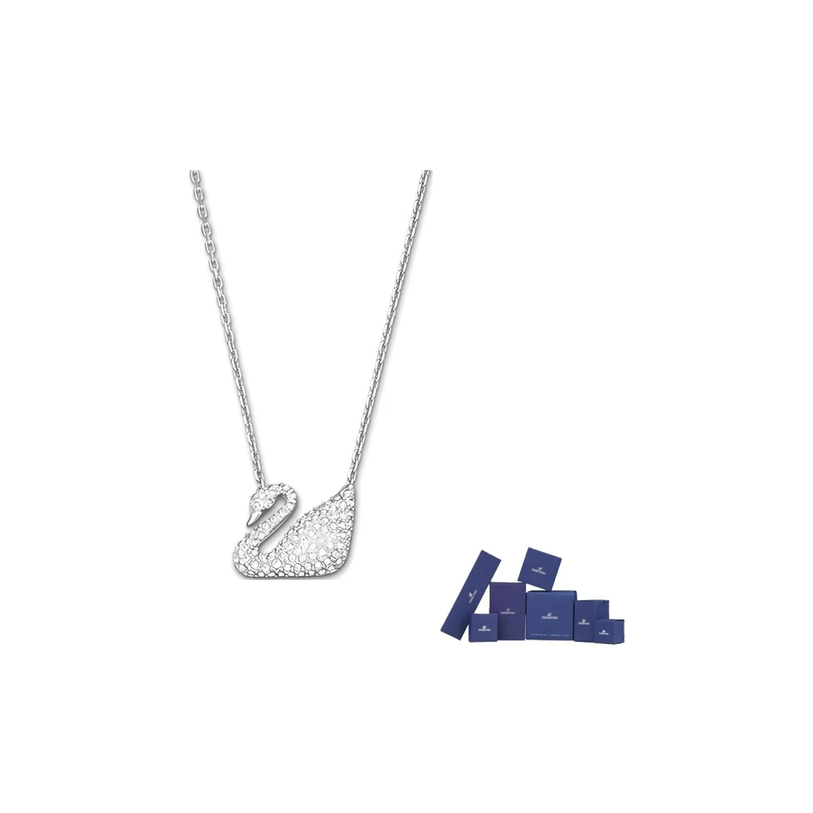 Swarovski Artificial Crystal, Swarovski Element, Rhodium Plated Necklaces Women's White 5007735