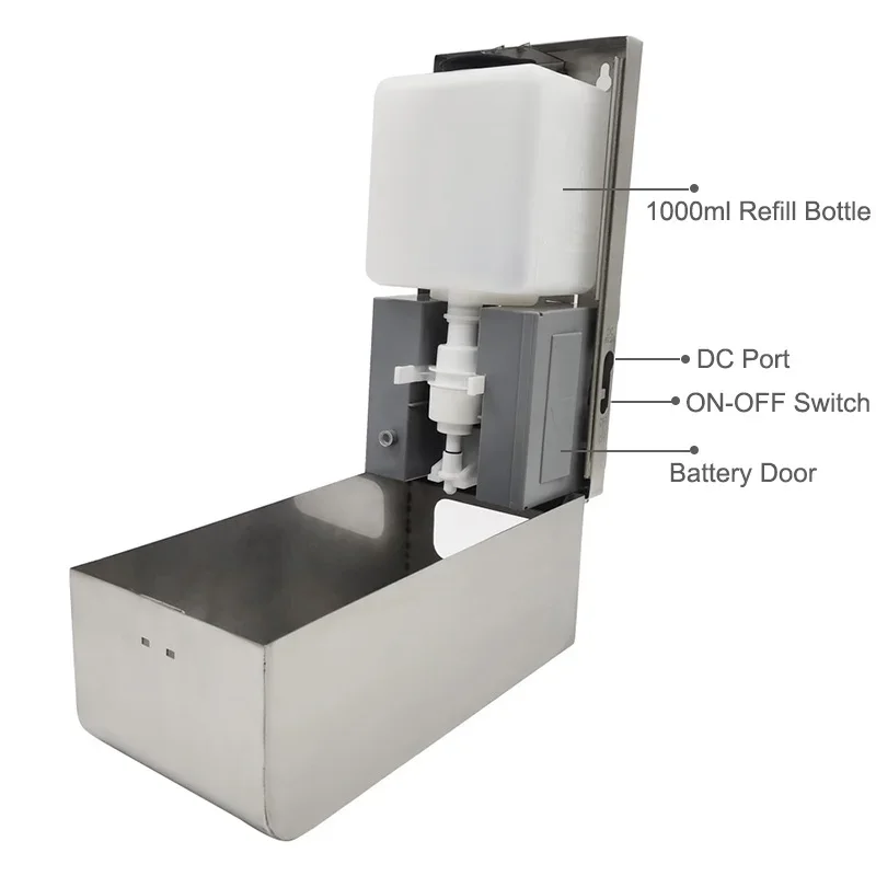 Настенный автоматический диспенсер для жидкого мыла, из нержавеющей стали