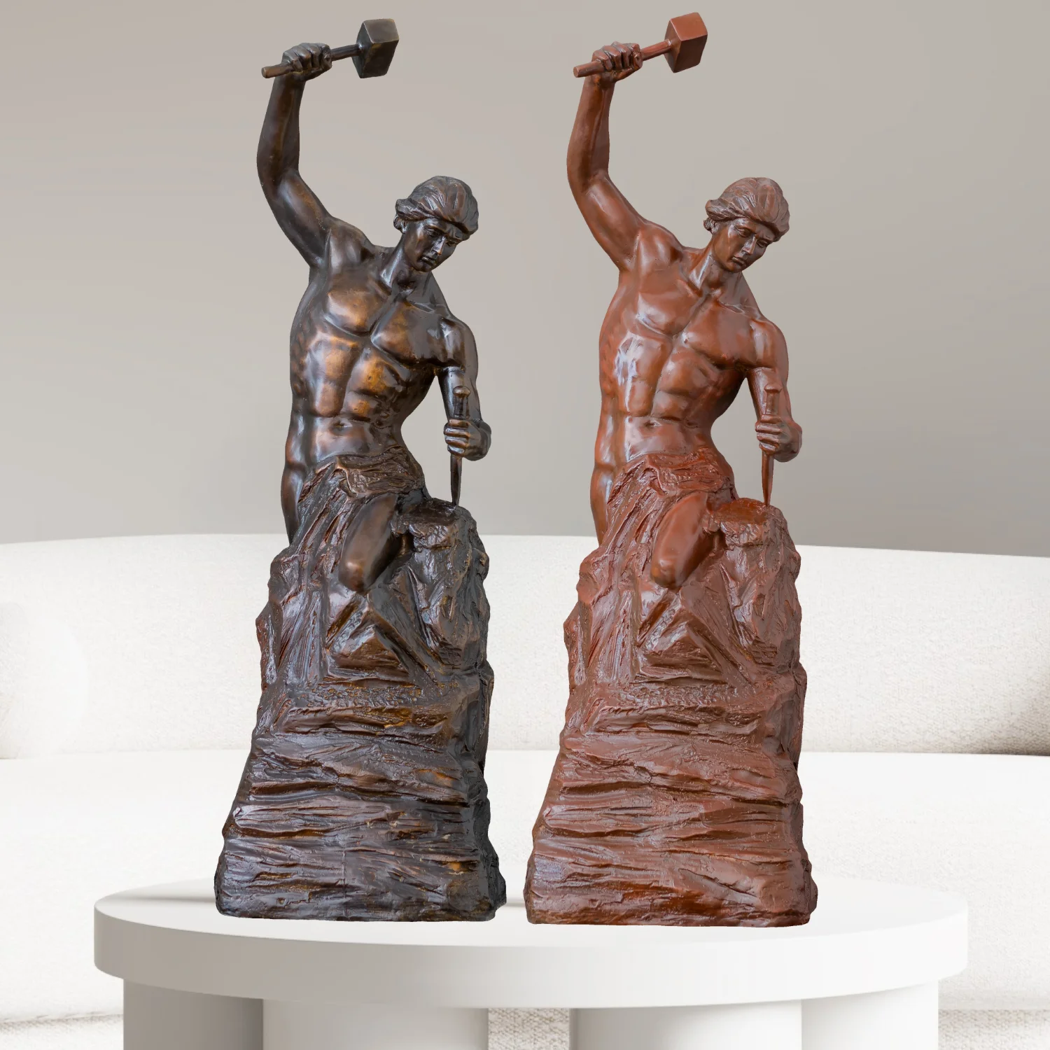 70 سنتيمتر البرونزية الذاتي رجل النحت الشهيرة الذاتي صنع رجل التماثيل صب الفن الحرف للمنزل حديقة ديكور حلية مجموعات #2