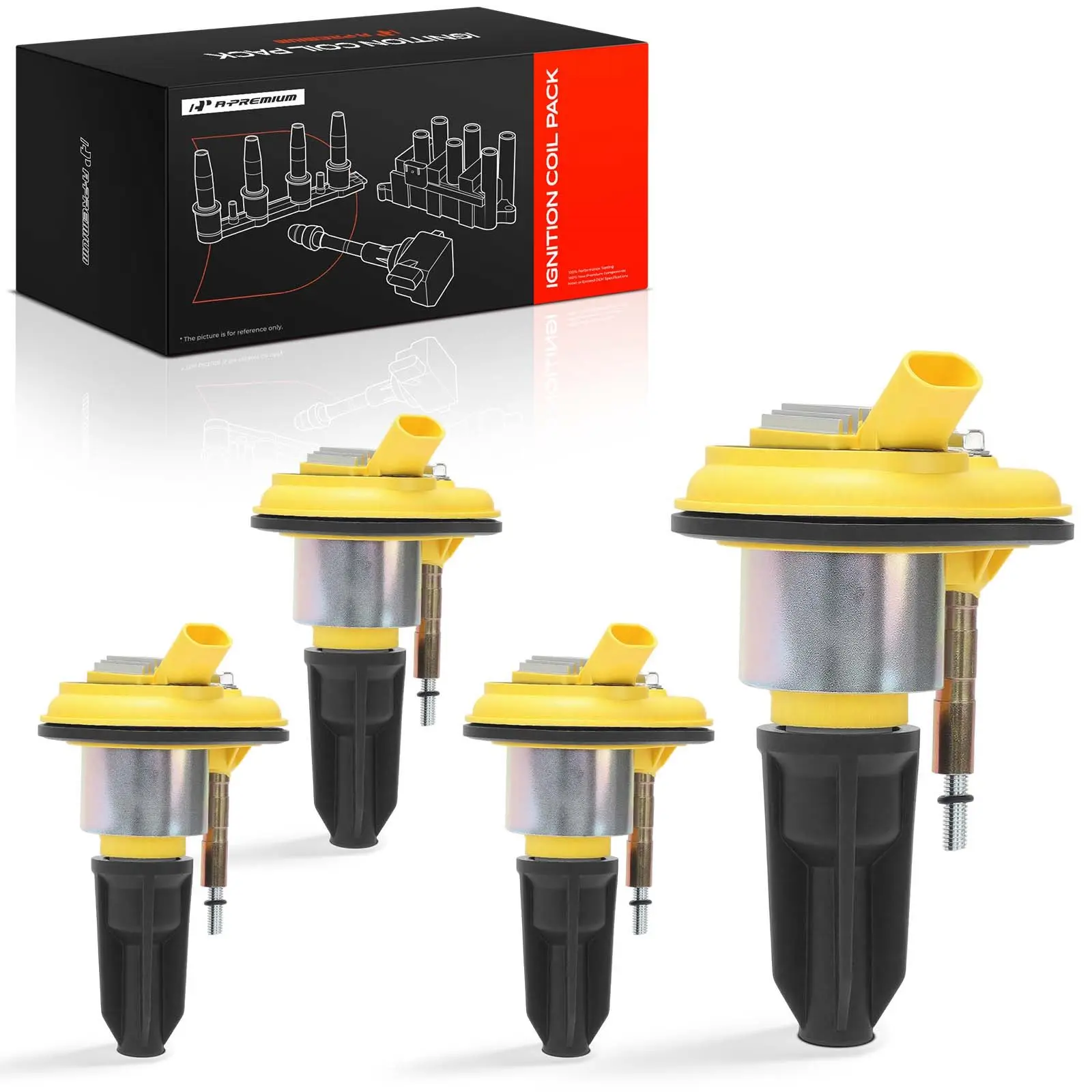 A-Premium 4pcs Yellow Ignition Coils for Chevrolet Colorado 2004-2006 GMC Canyon 2004-2006 Isuzu i-280 2006 i-290 2007-2008