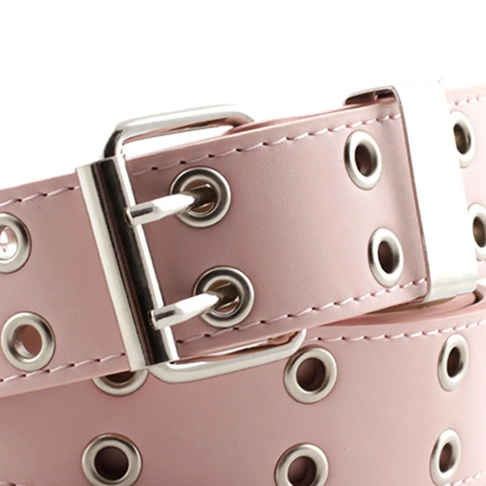 

Womens PU Leather Punk Belt Double Prong Buckle Hollow Wide Waistband Fashion Belt for Jeans Dress Clubwear