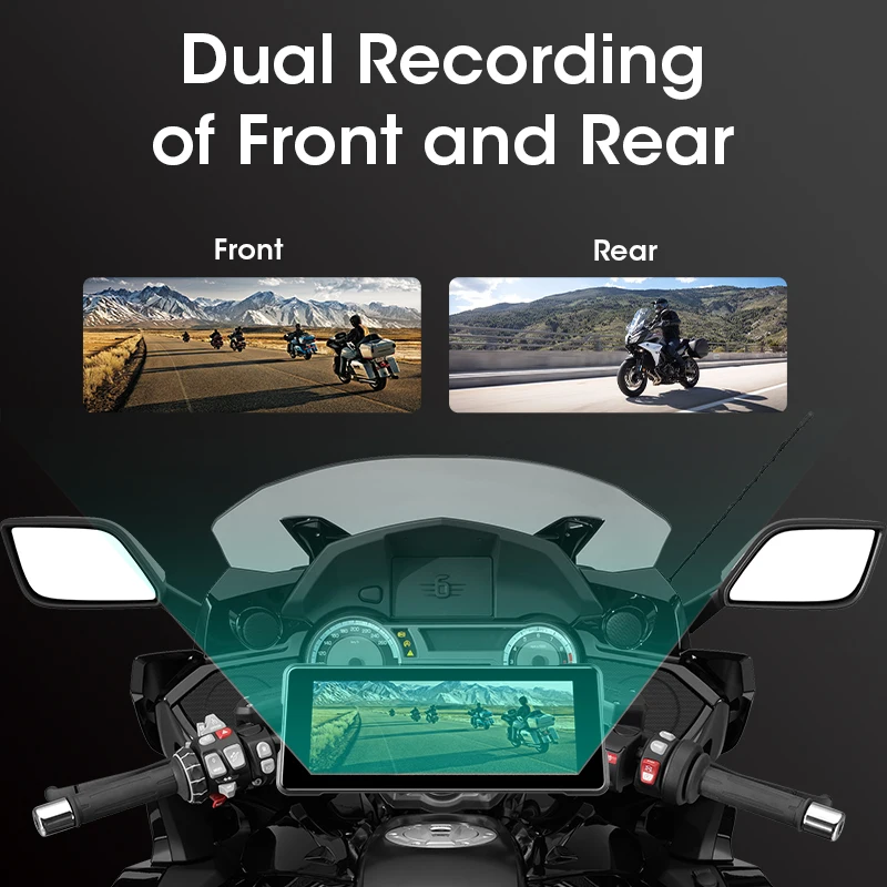 Srnubi 5/6.86 بوصة المحمولة دراجة نارية DVR اللاسلكية Carplay أندرويد السيارات مرآة رابط عرض IP67 مقاوم للماء BT لتحديد المواقع والملاحة