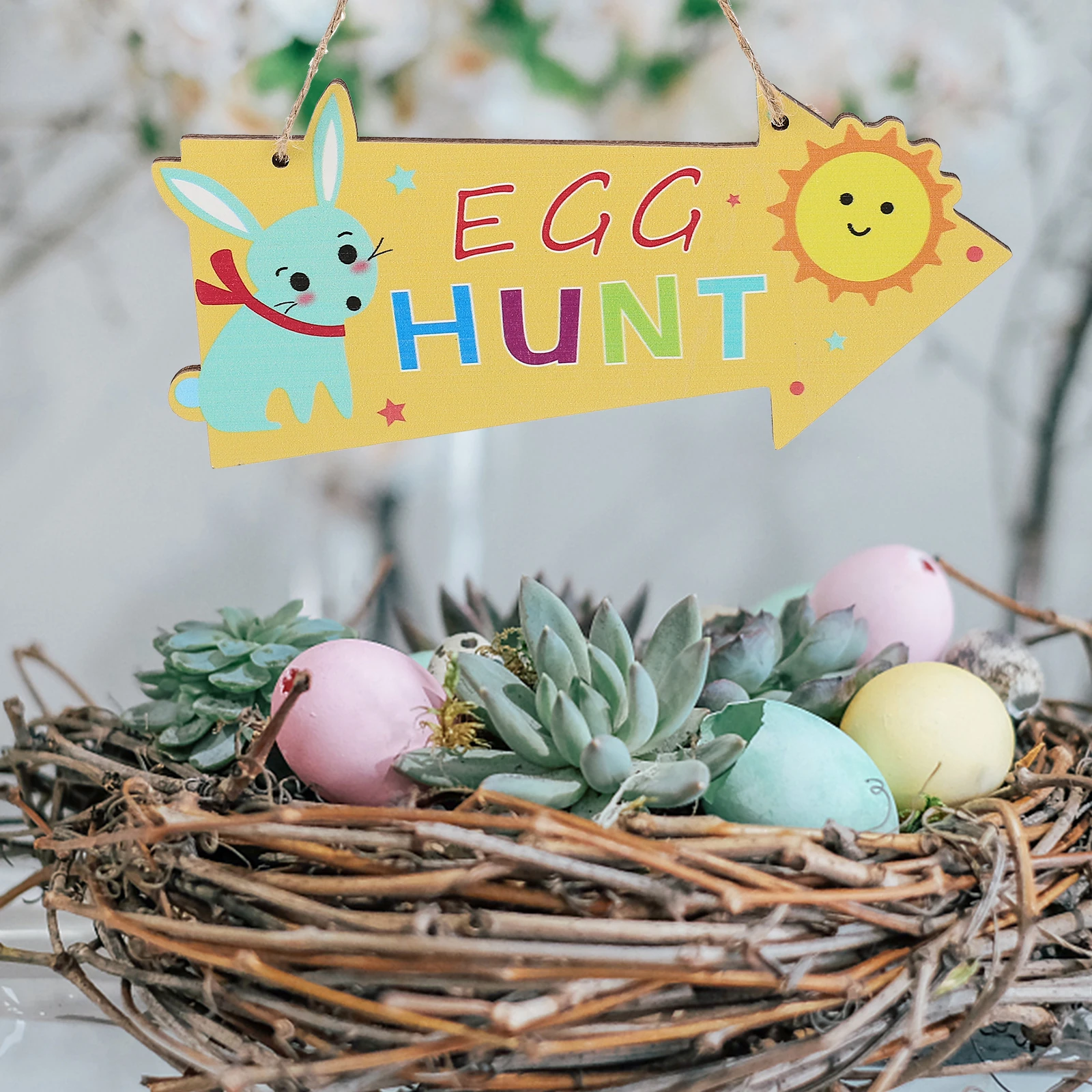 

6Pcs Exquisite Wooden Easter Door Decor Beautiful Hanging Ornaments for Festival Celebration