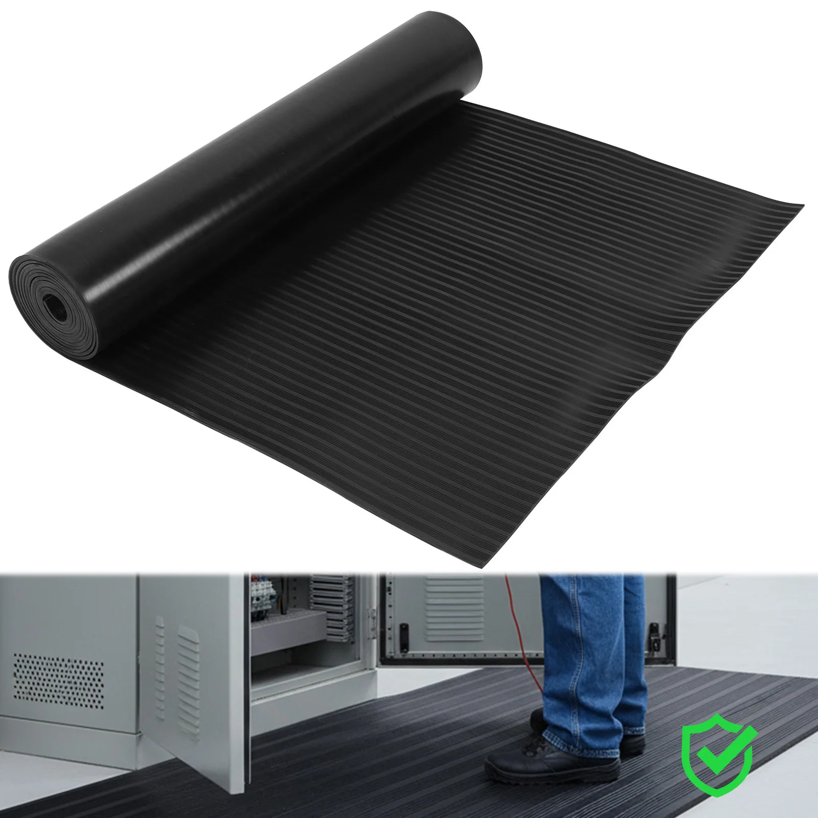 16.4FT غير موصل الكلمة العازلة حصيرة 10KV معزول الجهد العالي الكهربائية سلامة المطاط حصيرة للبناء ومواقع العمل #5