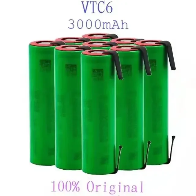 C6 3.7V 3000mAh 18650 Li-ion Rechargeable Battery 18650 VTC6 batteries + DIY Nickel Sheets