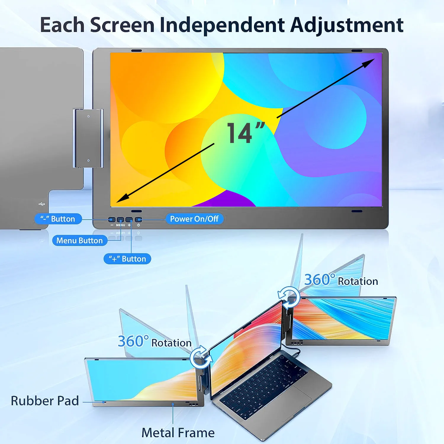 Dual Monitor Laptop Screen Extender Monitor FHD 1080P IPS for Laptops13-16.5