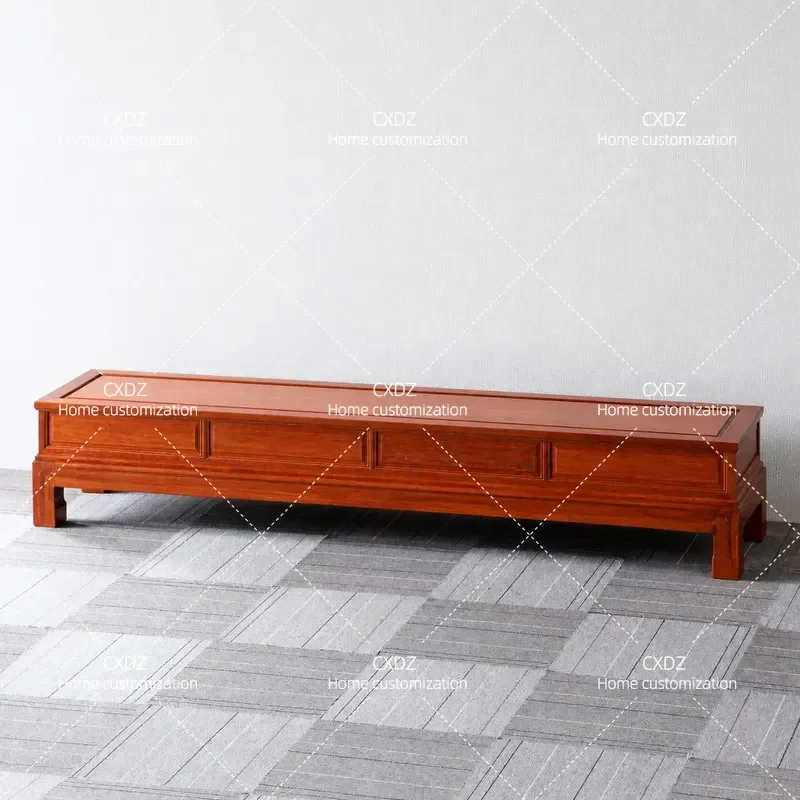 Solid Wood TV Cabinet Golden Rosewood Classical Carved Living Room Video Cabinet Small Apartment Bedroom Floor Storage Unit
