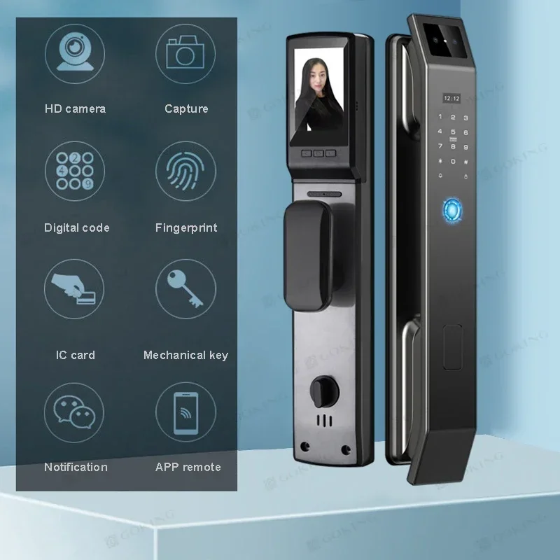 Goking High security 3D face recognition smart door lock serratura di sicurezza elettrica fingerprint wifi serratura digitale con camara