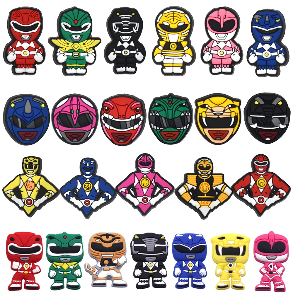 7-24 pçs legal guerreiros capacete sapato encantos dos desenhos animados sapato decoração acessórios para clássico tamanco sandália pulseira fivela crianças presentes