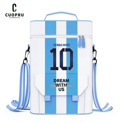 CUOPRU Argentina Football Captain No.10 Style Matera Bag, Premium Waterproof 2 Wine Bottle Pockets Portable Bag for Mate