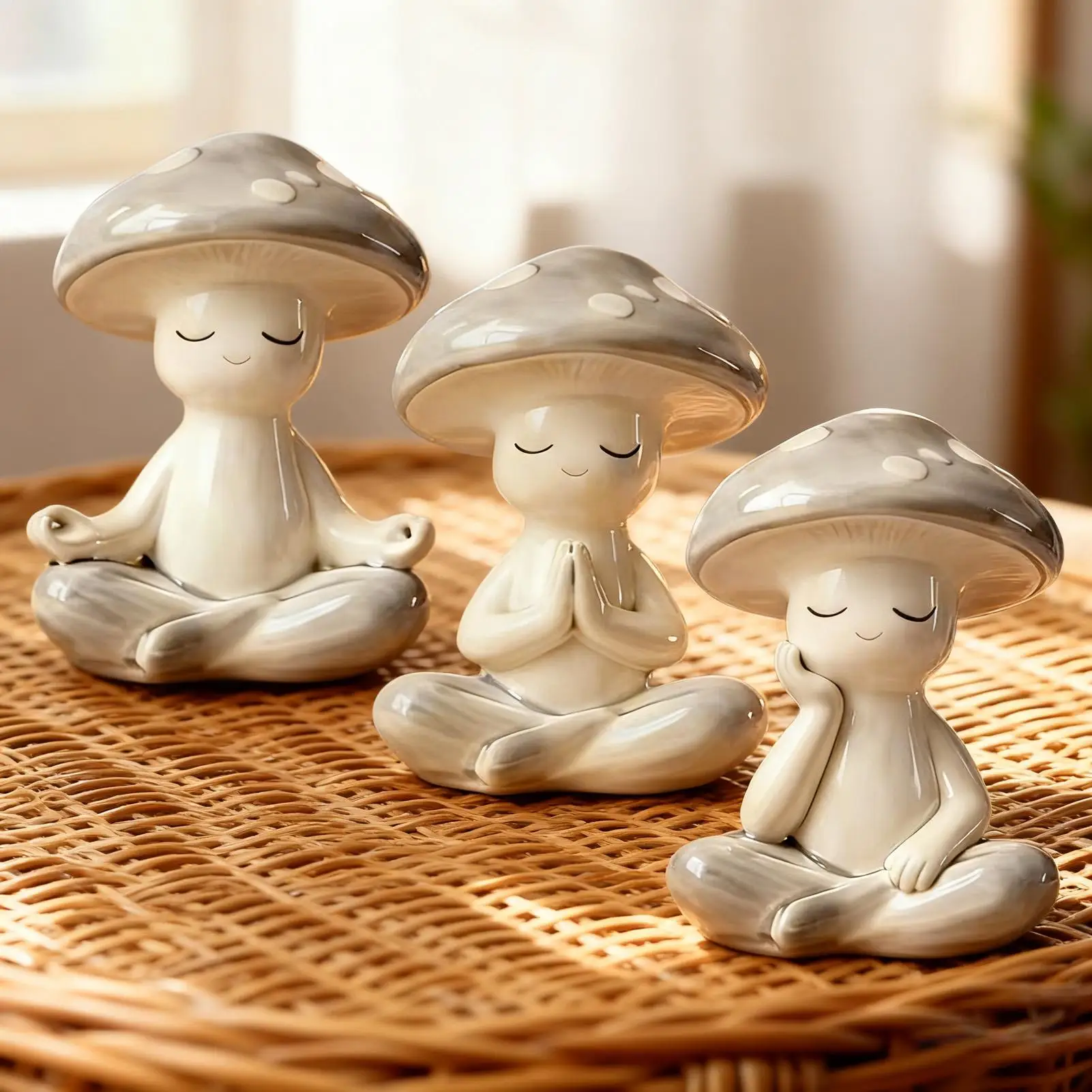 

Фигурки грибов, 3 шт., милые украшения из смолы для йоги, декор стола в виде грибов для дома, сада, стола, офиса, комнаты, кухни, гостиной