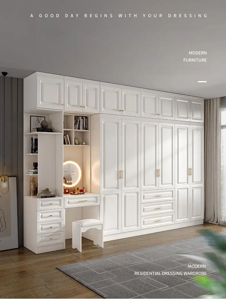 مصنع مخصص الأبيض المنزل خشبية شقة فتح الباب الاقسام غرفة نوم خزانة مرحاض خزانة خزانة