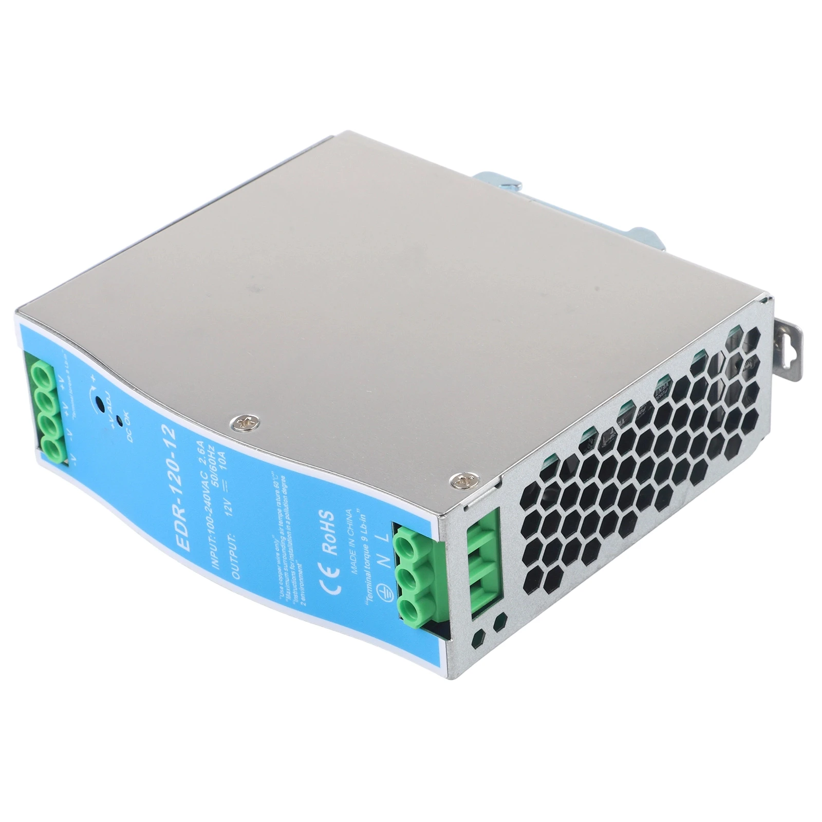 Fonte de alimentação de comutação de trilho DC 12V 120W para equipamentos eletromecânicos com proteção contra sobrecarga e curto-circuito