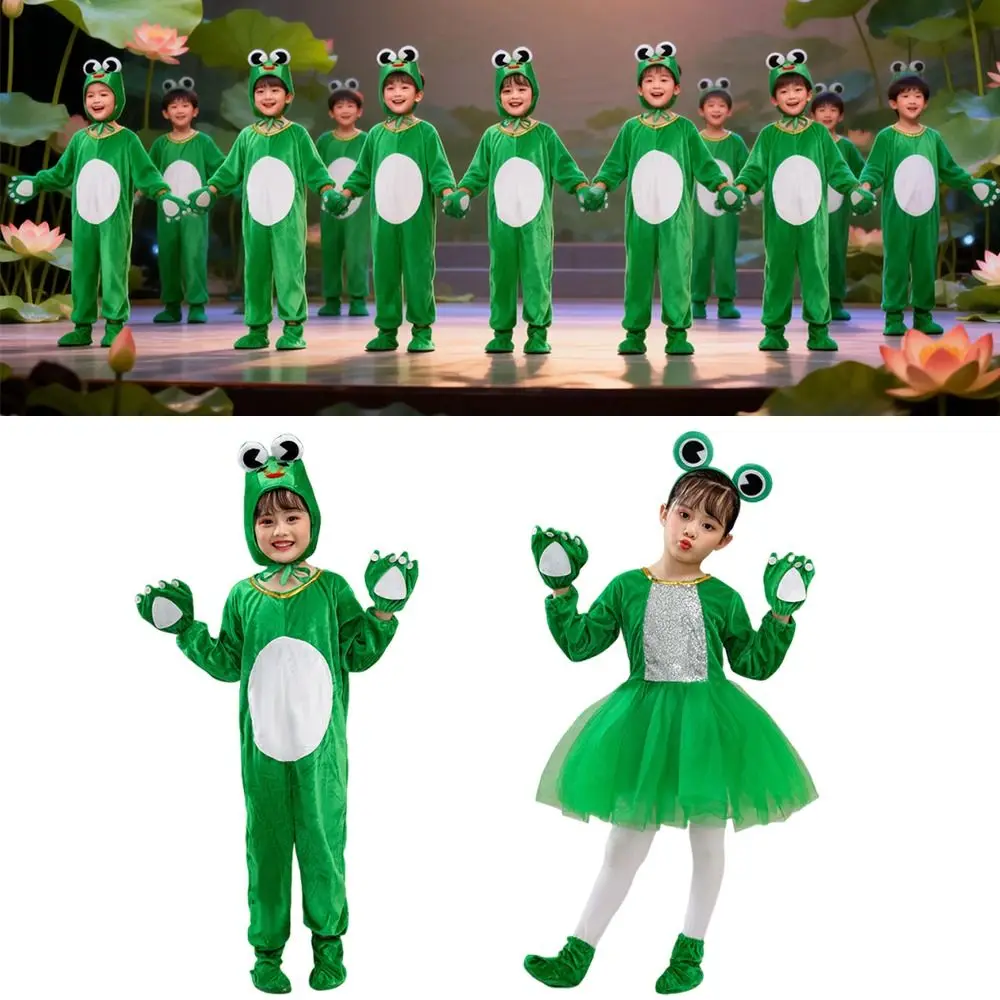 Carnival Party Children Frog Costumes Green Role-Play Animal Cartoon Costumes Dance Costumes Cute Performance Clothes