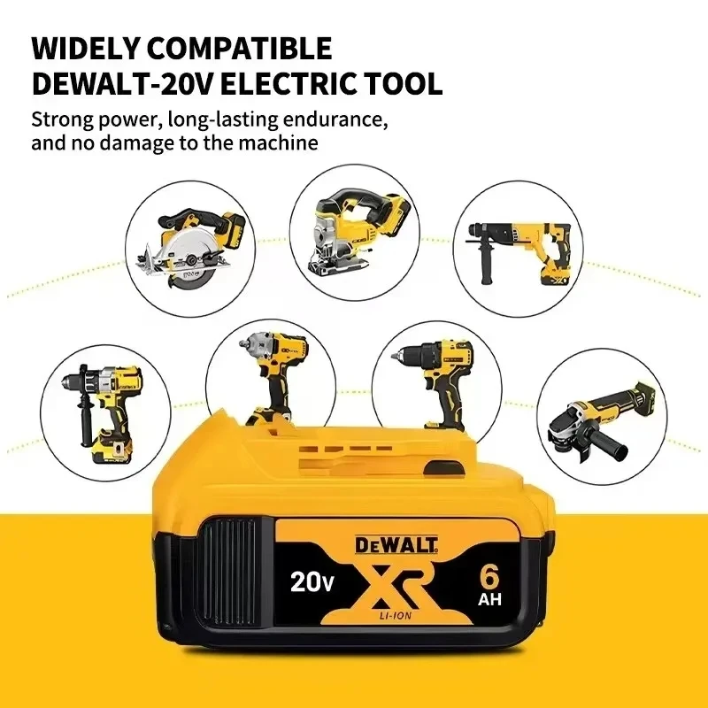 Dewalt 20v Battery DCB206 echargeable Lithium Ion Dewalt Battery DCB200 DCB205 DCB606 DCB609 DCD805 Power Tool Replacement