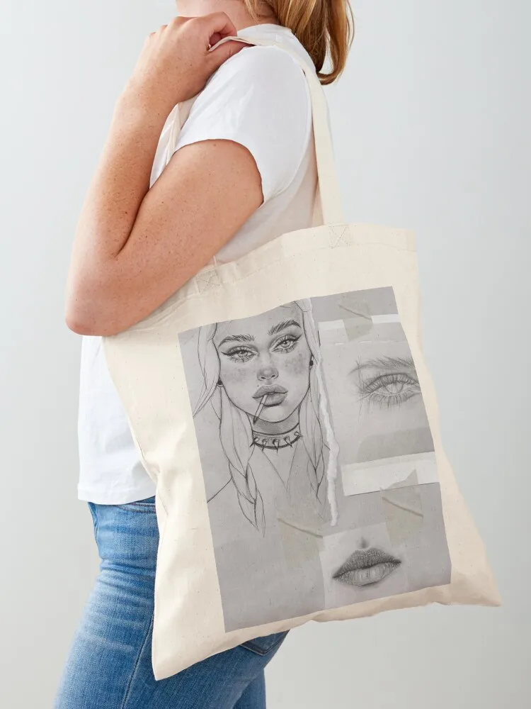

Sketch, art collage, lips, eye, face Tote Bag Women's beach bags Lady bag the tote bag shopper woman