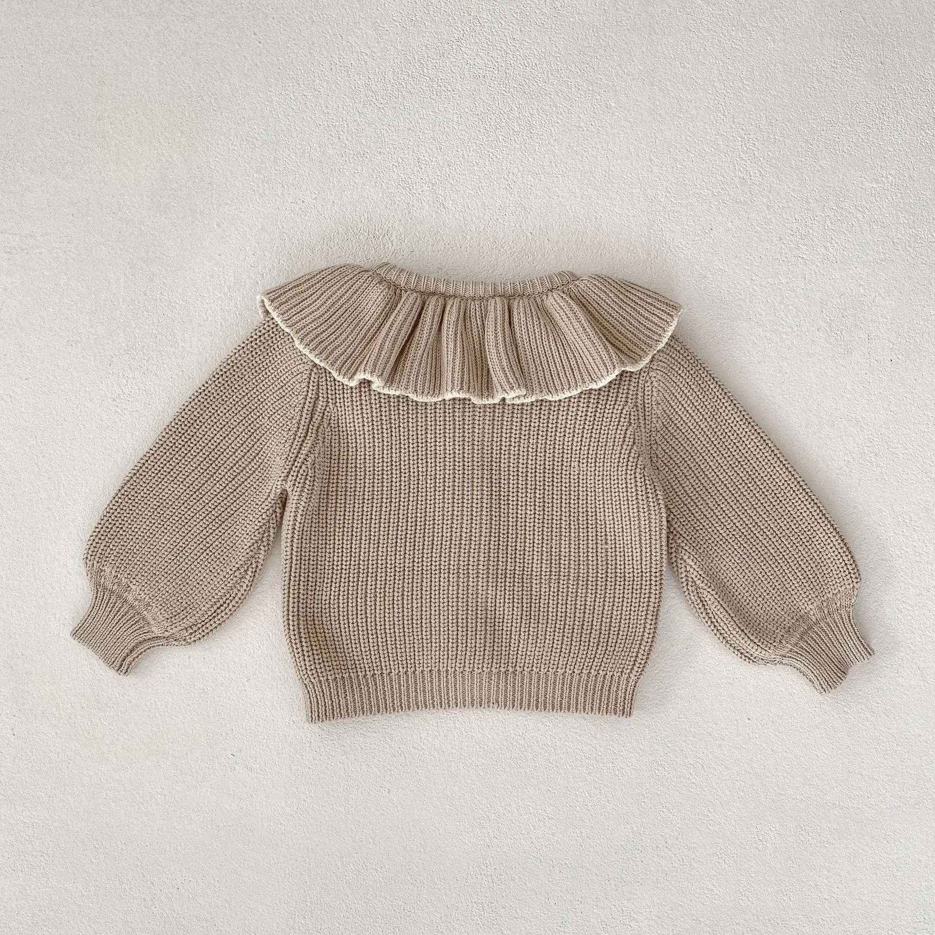 

Autumn Winter 0-3y Infant Baby Lotus Collar Knitted Cardigan Sweater Boy Girl Children Cotton Tops Jacket Newborn Casual Coats